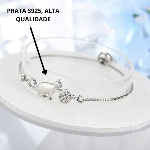 PULSEIRA AMOR DE GATO (PRATA S925 E ZIRCÔNIAS CÚBICA)